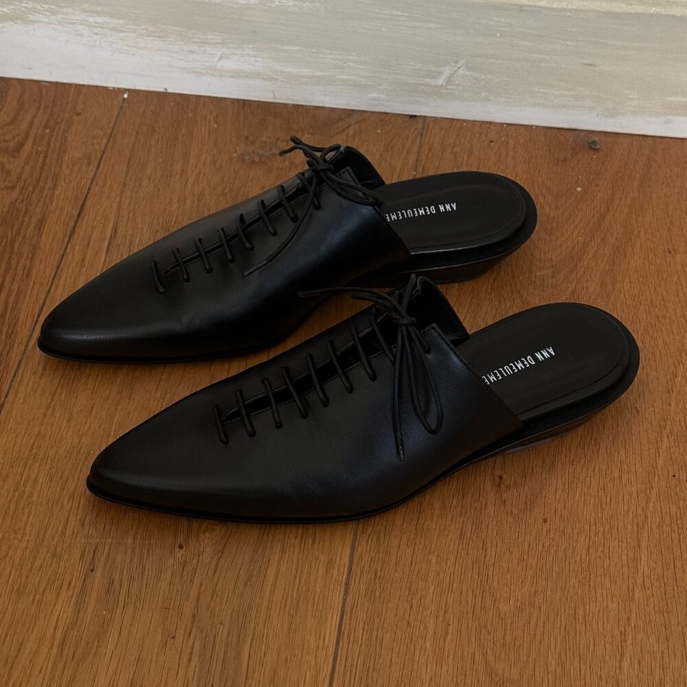 NWT Ann Demeulemeester Black River Lace-Up Mules SZ 37.5 - Picture 4 of 8